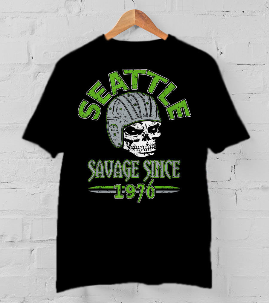 Seattle Savage Skull Helmet Since 1976 T-Shirt