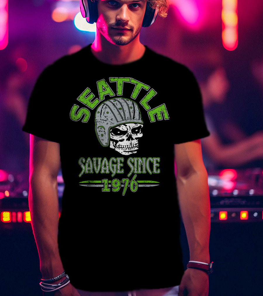 Seattle Savage Skull Helmet Since 1976 T-Shirt