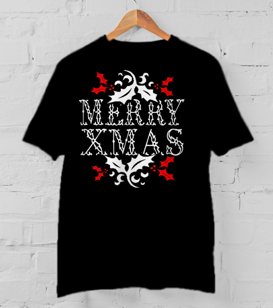 Merry Xmas Holly Leaf Festive T-Shirt