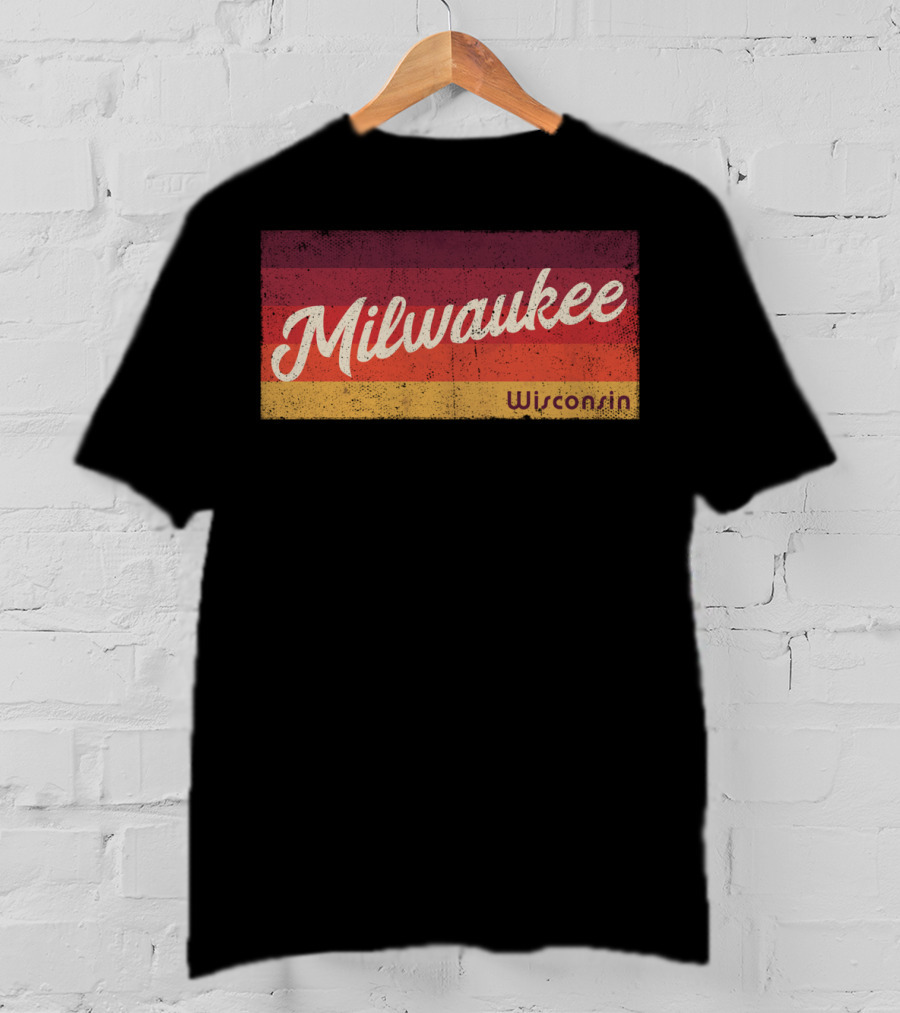 Milwaukee Wisconsin Vintage Retro Stripes T-Shirt