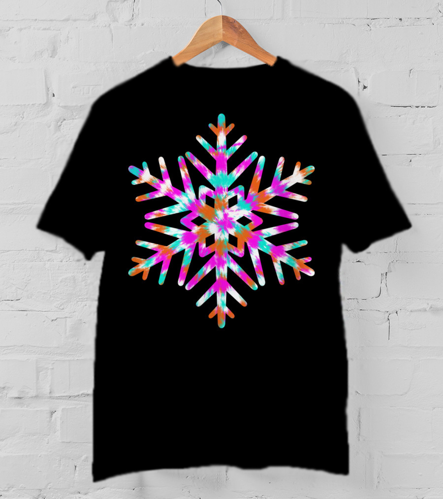 Retro Classic Tie Dye Snowflake Winter Holiday T-Shirt