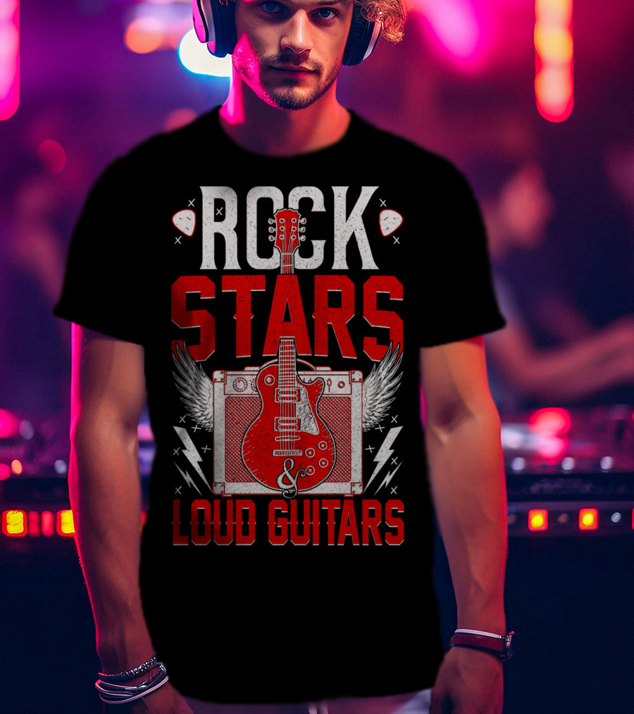 Rock Stars Loud Guitars Vintage Amplifier And Wings T-Shirt