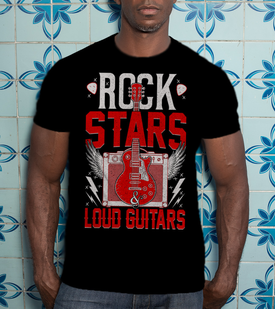 Rock Stars Loud Guitars Vintage Amplifier And Wings T-Shirt