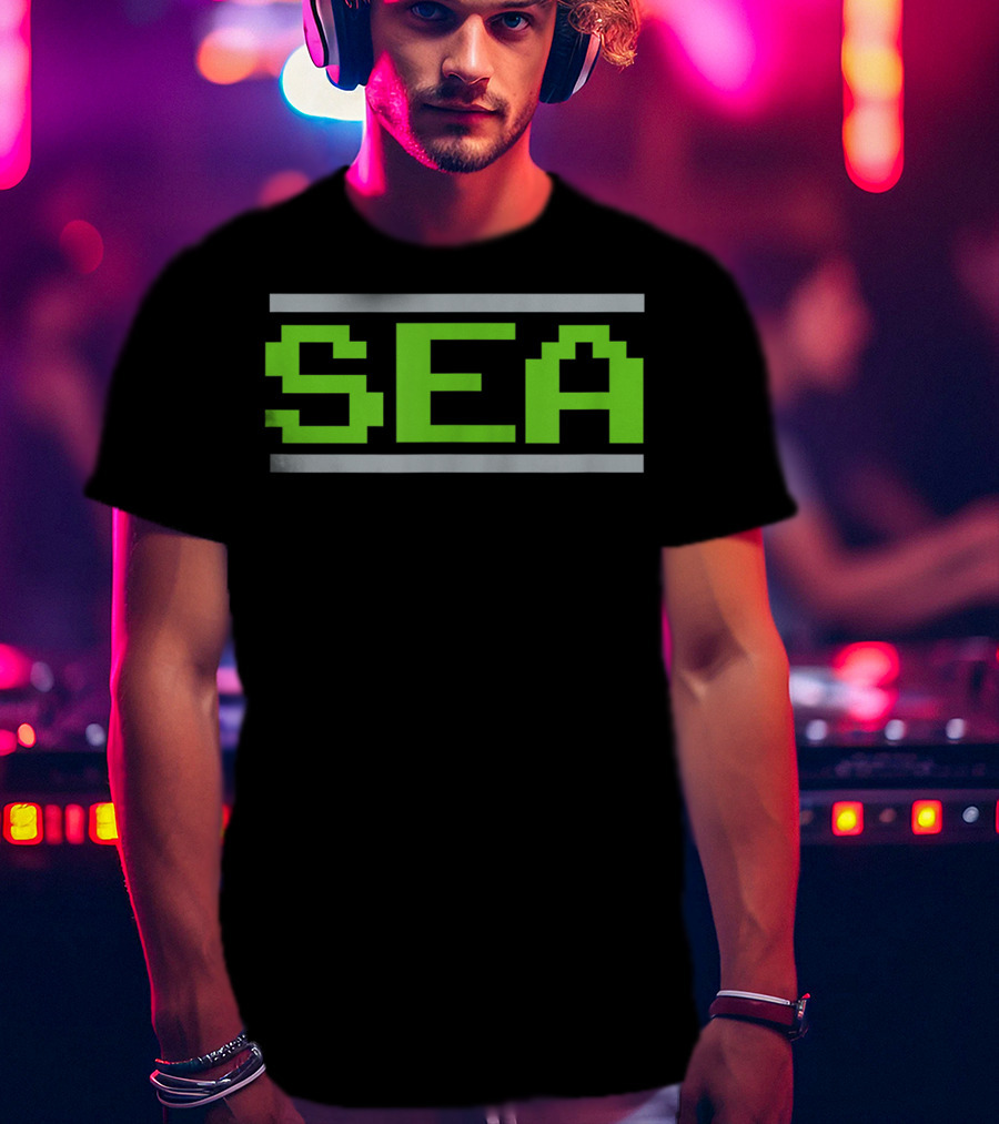 Seattle Football Classic Sea Video Game Font T-Shirt