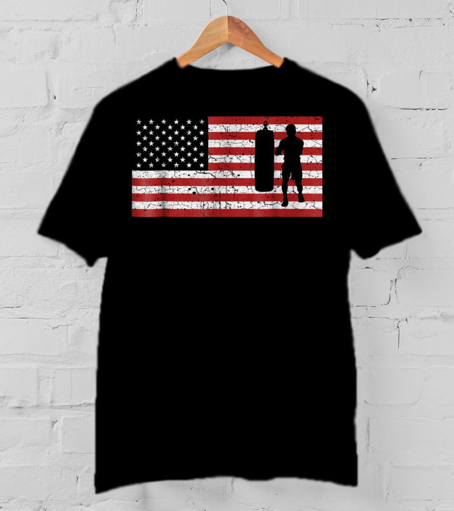 American Flag Boxing Silhouette Training T-Shirt