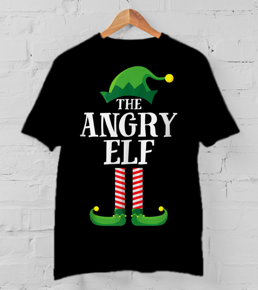 The Angry Elf Matching Family Group Hat And Striped Legs T-Shirt