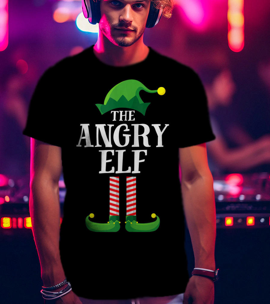 The Angry Elf Matching Family Group Hat And Striped Legs T-Shirt