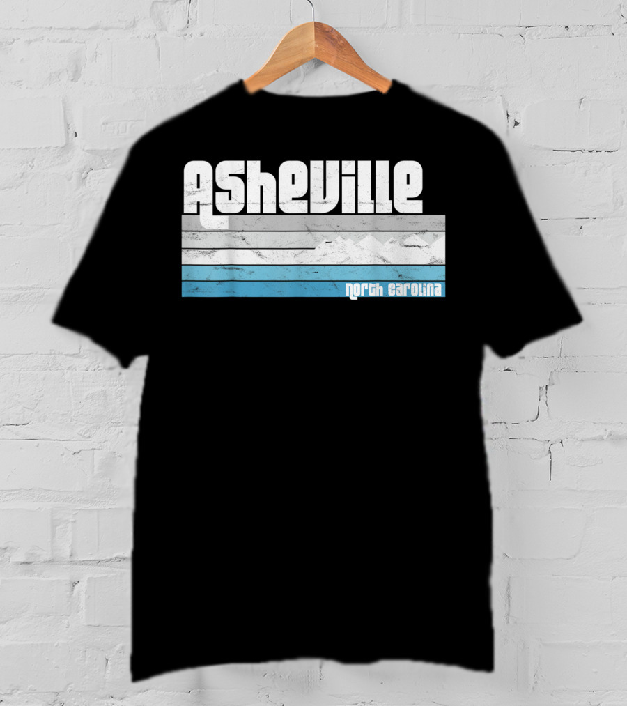Asheville North Carolina Blue Ridge Mountains Retro Stripes T-Shirt