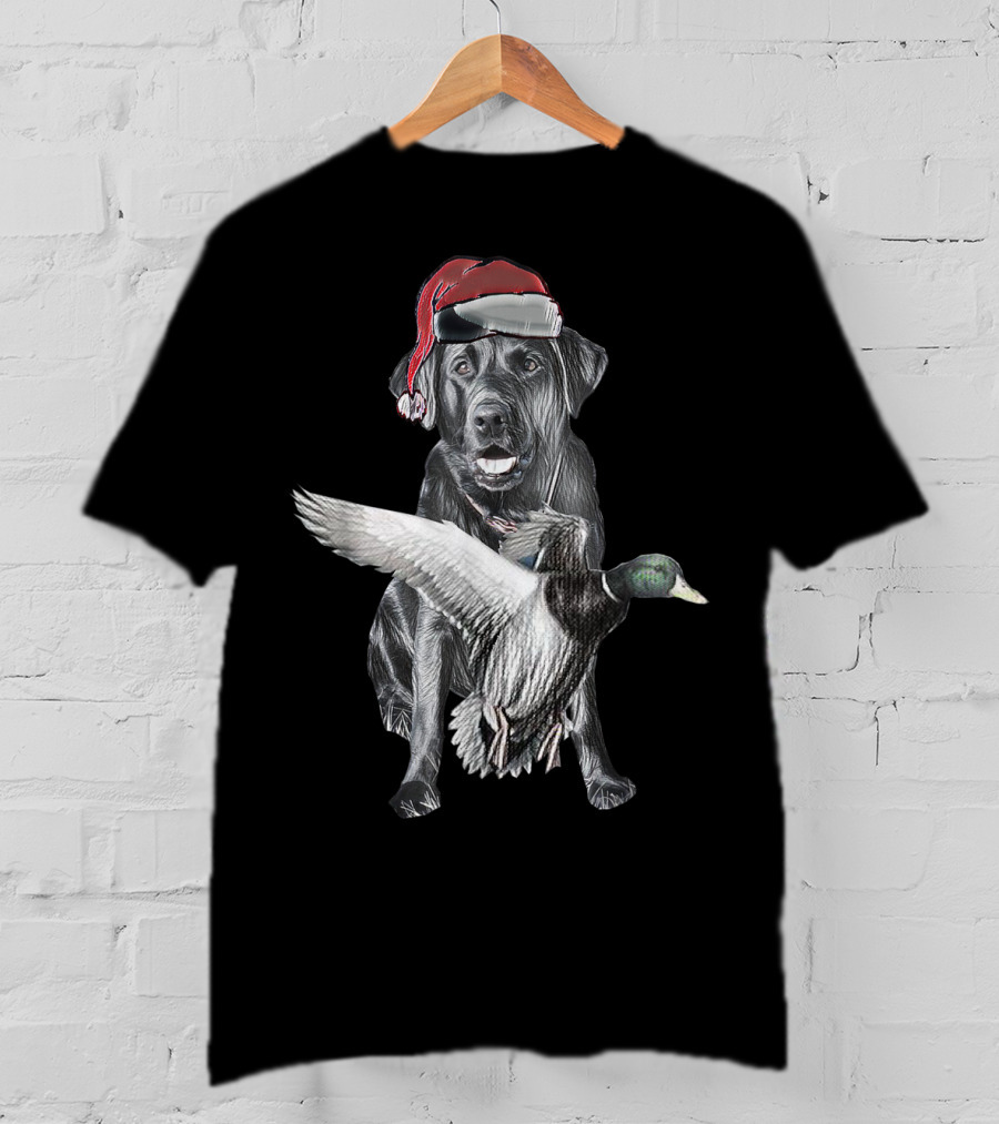 At's Miya Christmas Dog With Santa Hat And Flying Duck T-Shirt