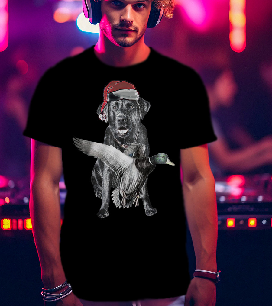 At's Miya Christmas Dog With Santa Hat And Flying Duck T-Shirt