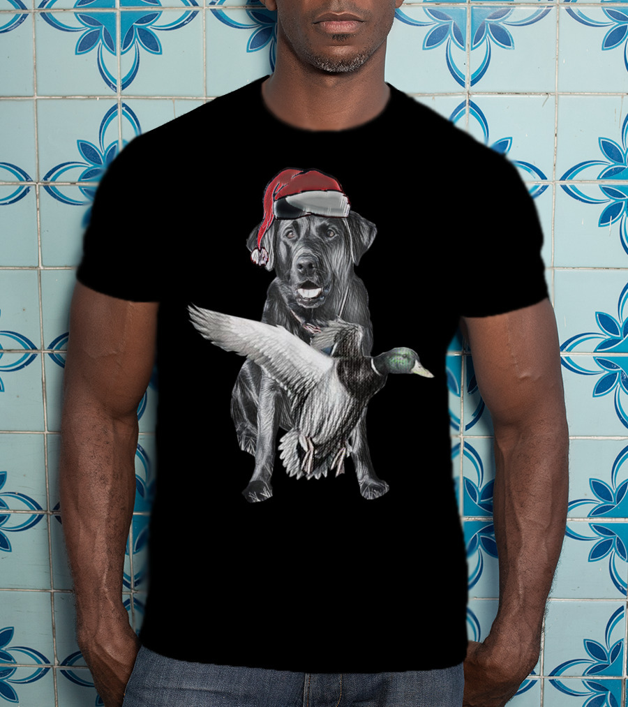 At's Miya Christmas Dog With Santa Hat And Flying Duck T-Shirt
