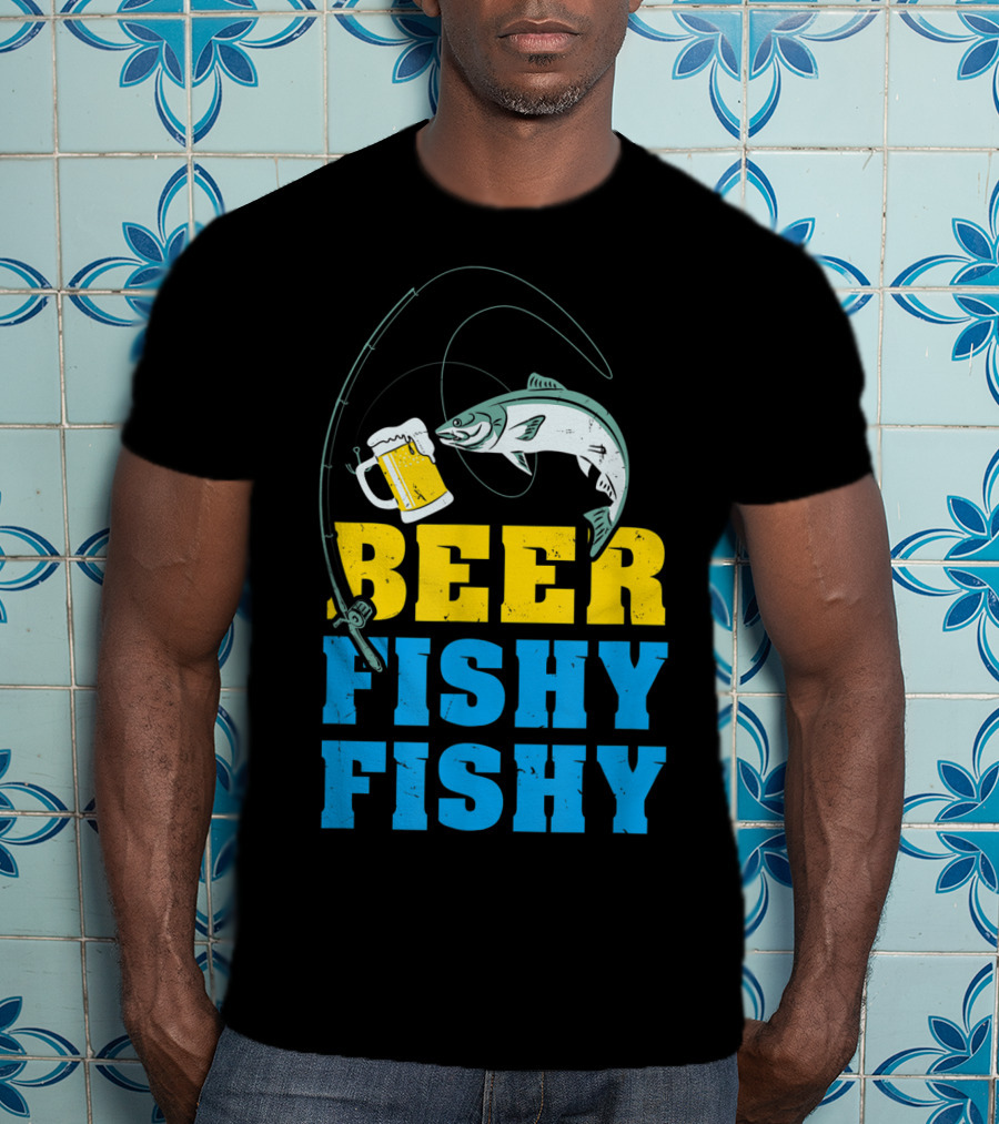 Beer Fishy Fishy Funny Drinking And Fishing Rod Fish Beer Mug T-Shirt