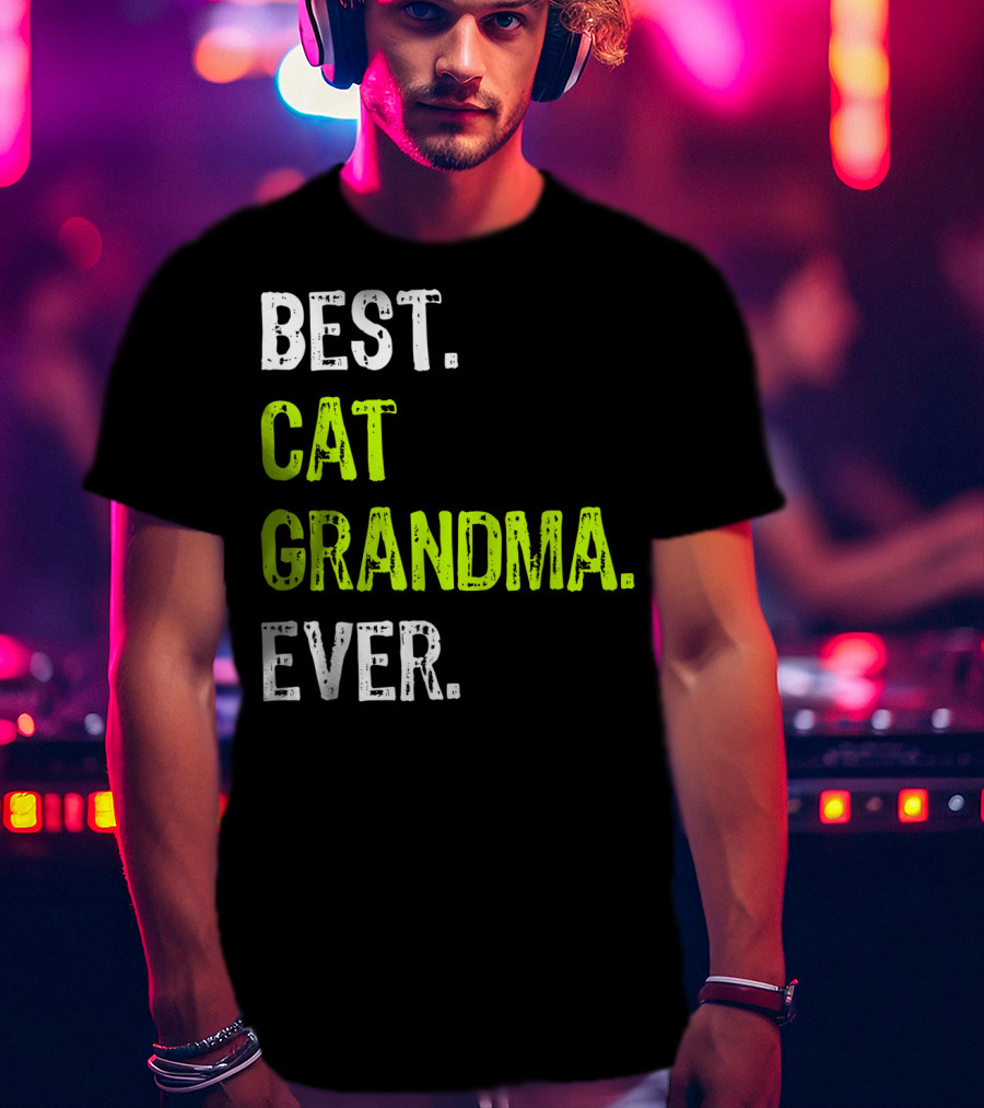 Best Cat Grandma Ever Retro Funny Grandmother T-Shirt