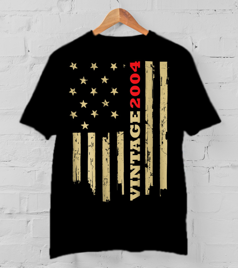 Vintage 2004 American Flag Birthday Gift T-Shirt