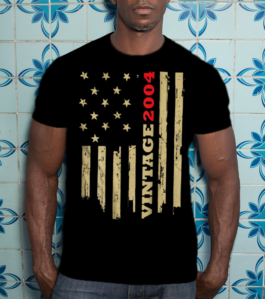 Vintage 2004 American Flag Birthday Gift T-Shirt