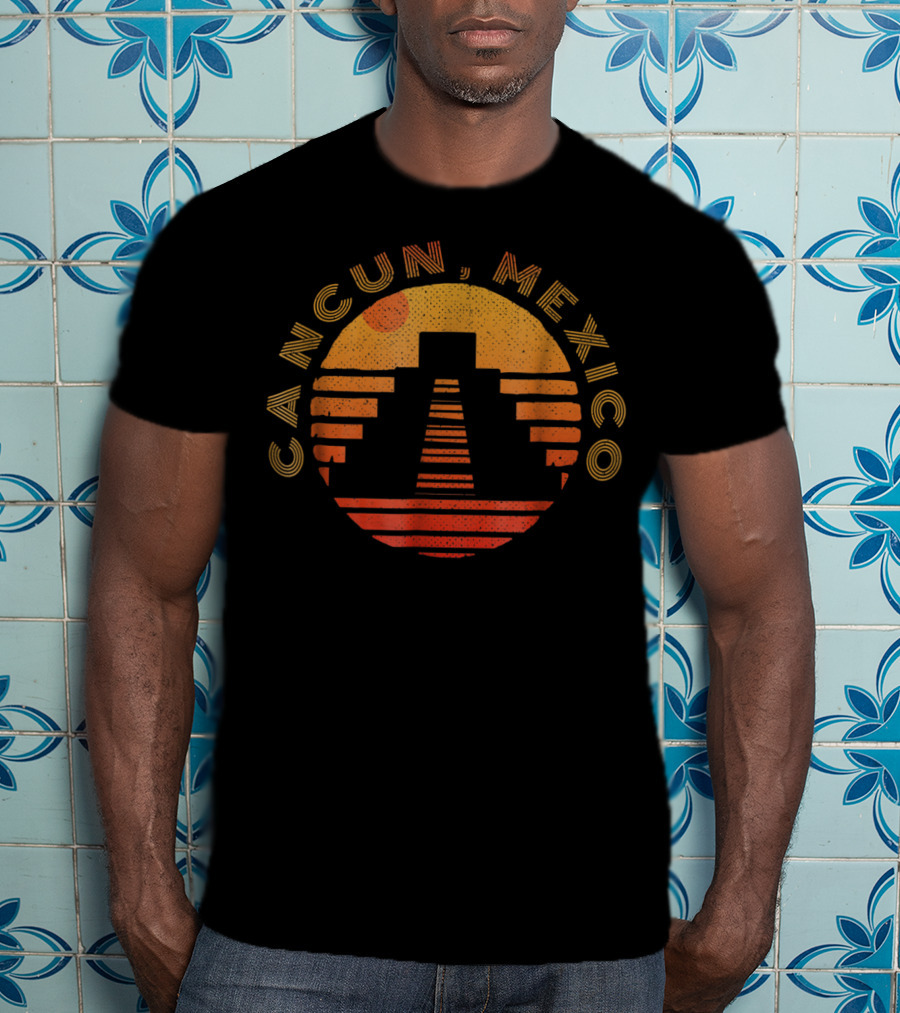Cancun Mexico Mayan Temple Sunset Souvenir T-Shirt