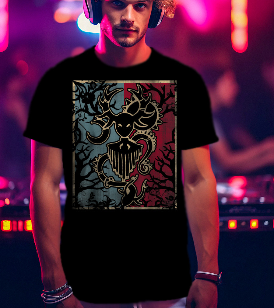 Cernunnos Horned God Celtic Pagan Mythology Symbol On Dual-Tone Background T-Shirt