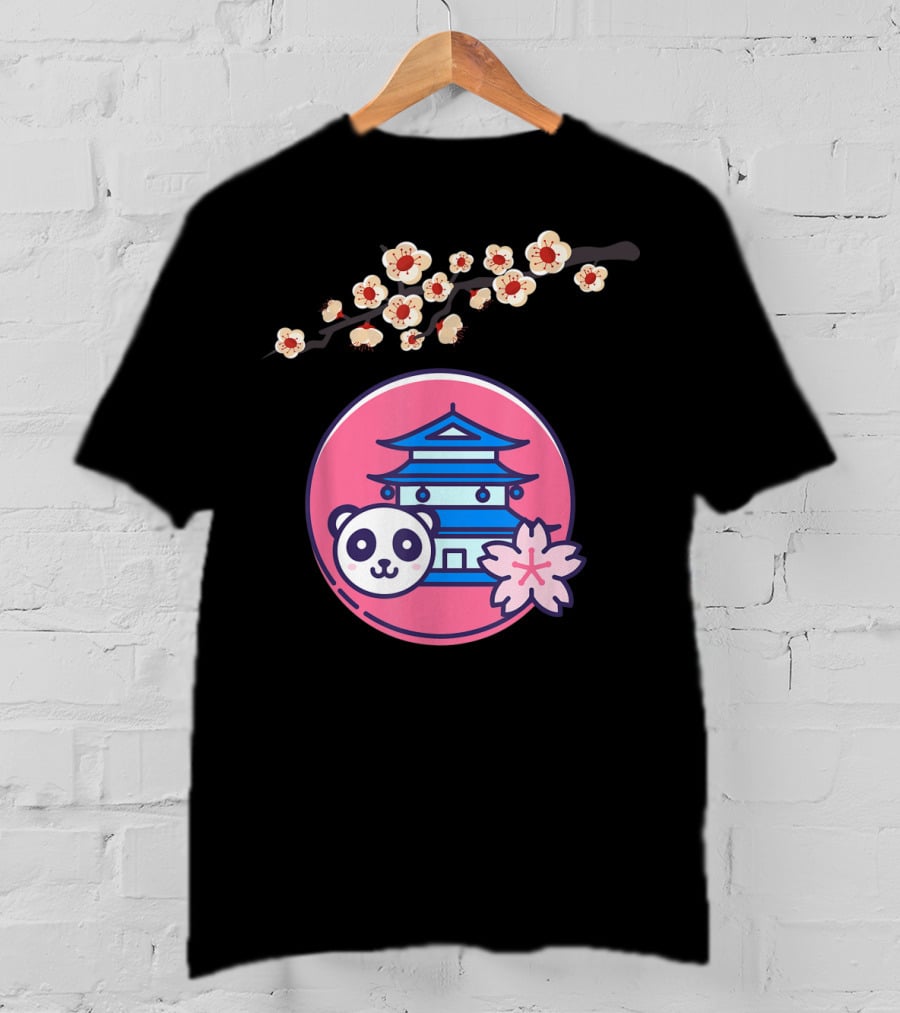 Cherry Blossom Festival Sakura Flower Japanese Panda Pagoda T-Shirt