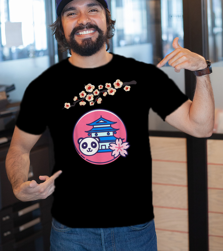 Cherry Blossom Festival Sakura Flower Japanese Panda Pagoda T-Shirt