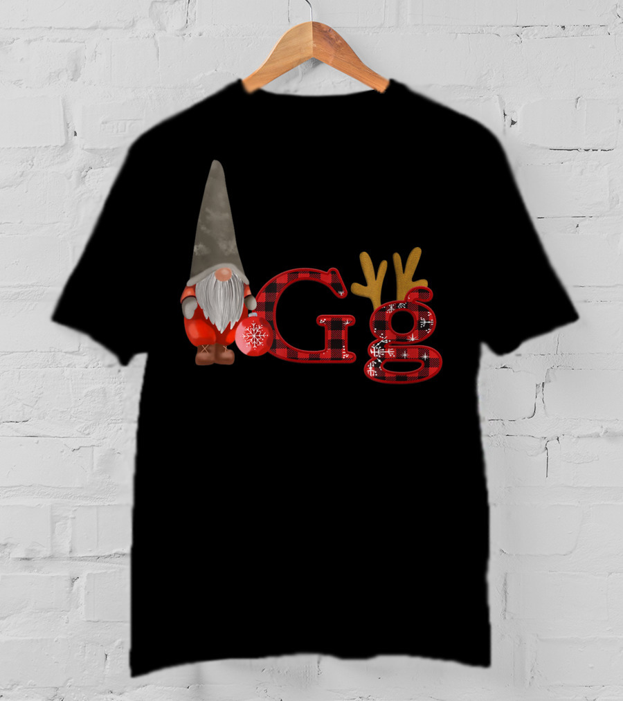 Christmas Gnomes Gg Red Plaid Reindeer Antlers Snowflake T-Shirt