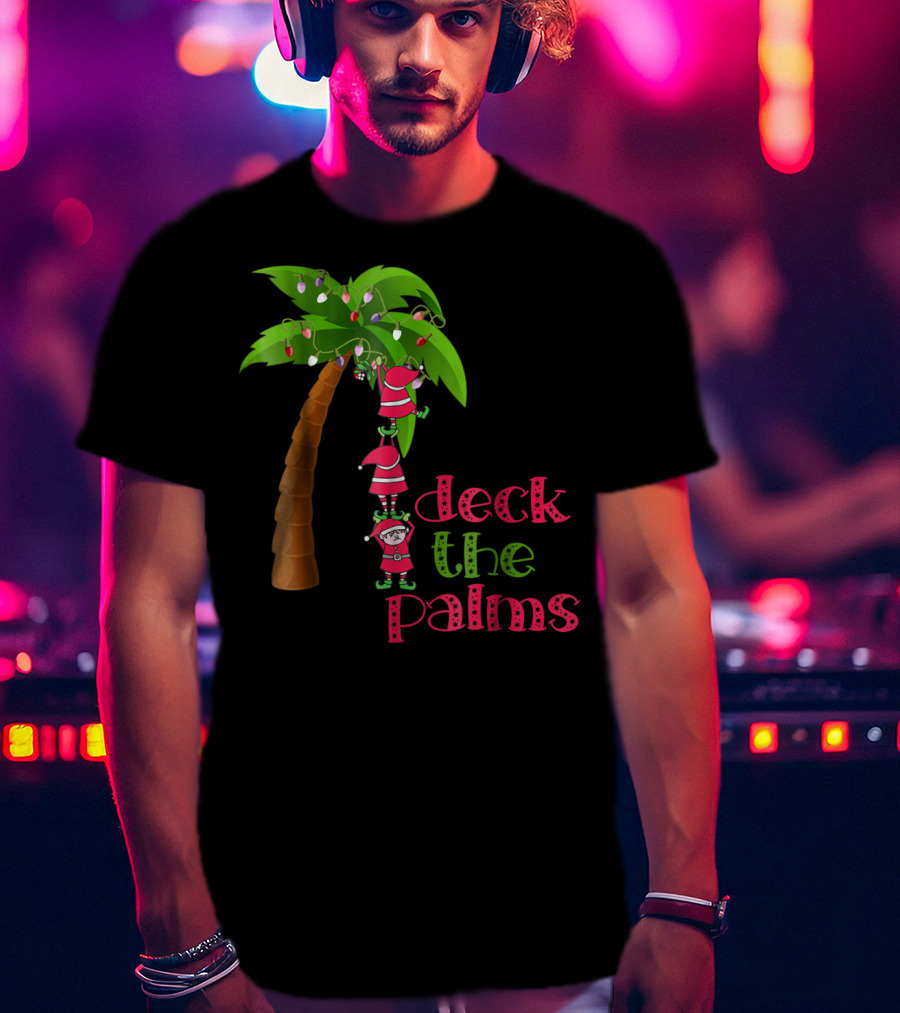 Deck The Palms Christmas In July Beach Cruise T-Shirt