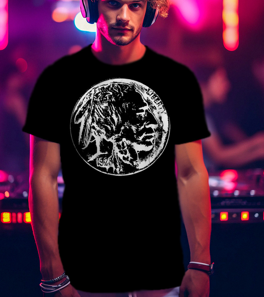 1926 Buffalo Nickel Coin Collector Native American Profile T-Shirt