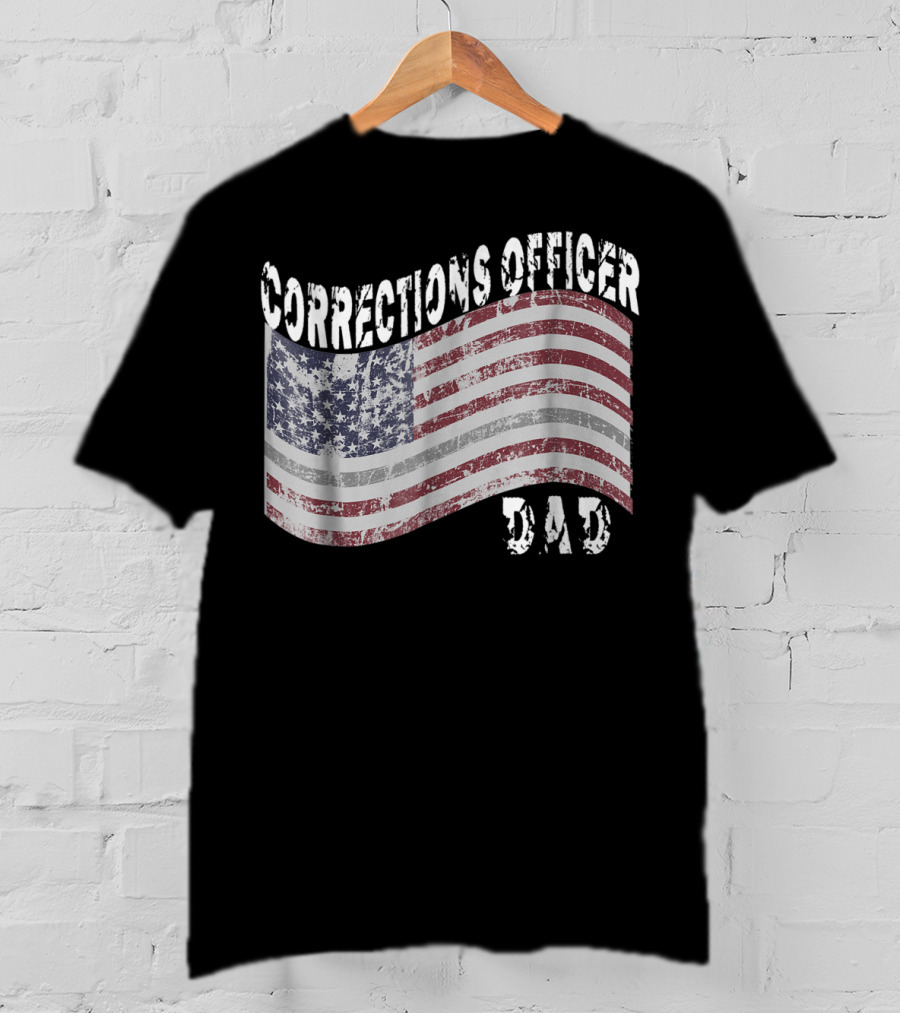 Corrections Officer Dad Distressed American Flag T-Shirt