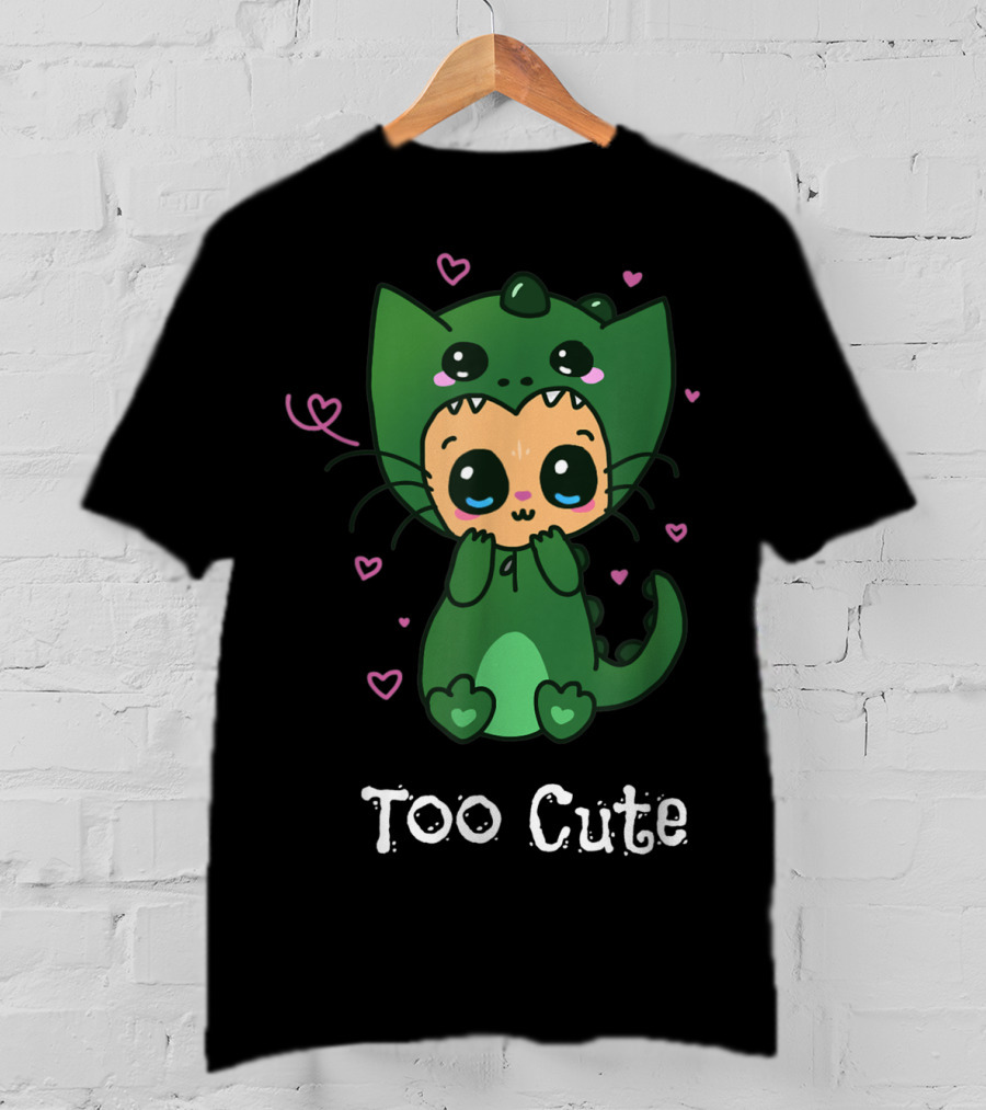 Too Cute Anime Chibi Kitten Dinosaur T-Shirt