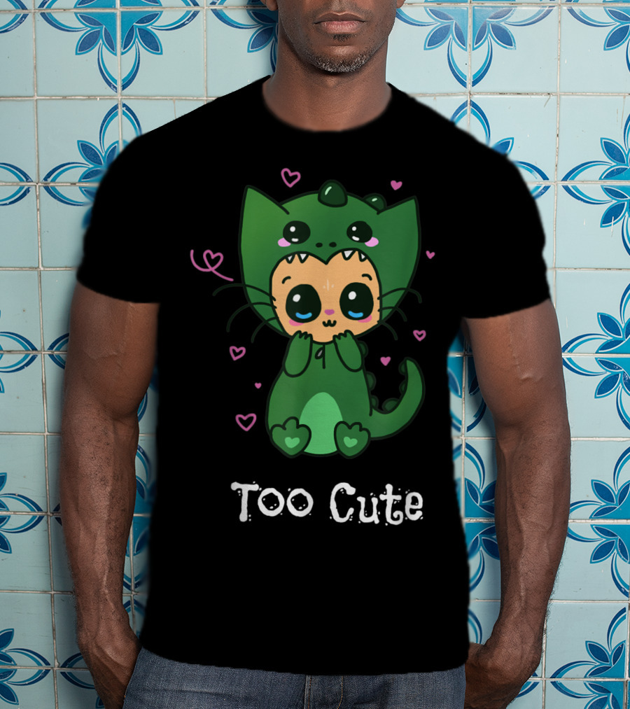 Too Cute Anime Chibi Kitten Dinosaur T-Shirt