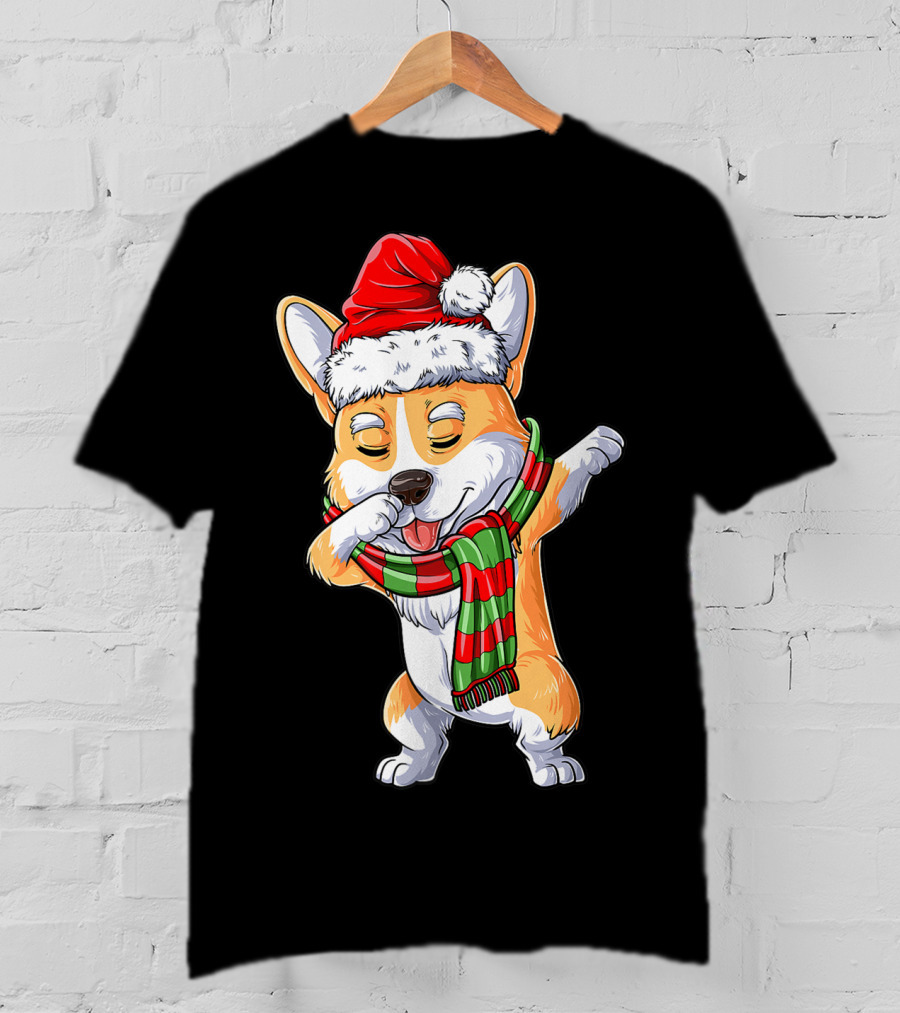 Corgi Santa Dabbing Christmas Girls Scarf T-Shirt