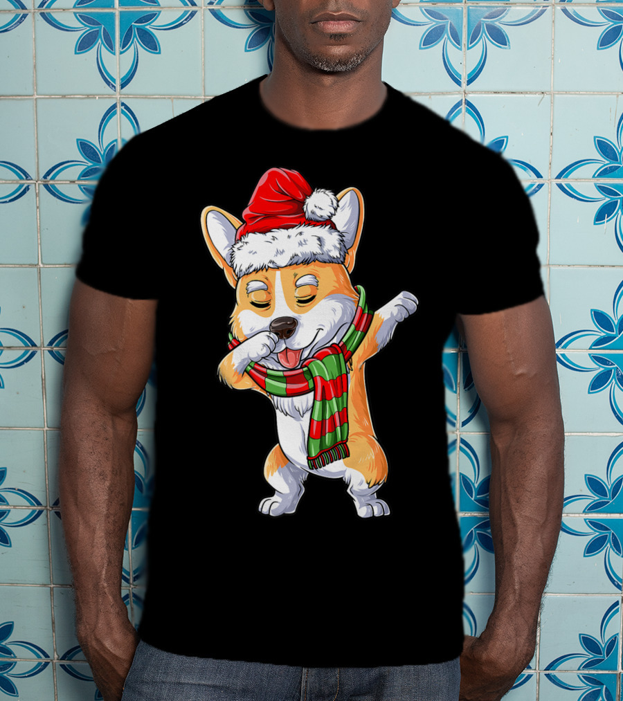 Corgi Santa Dabbing Christmas Girls Scarf T-Shirt