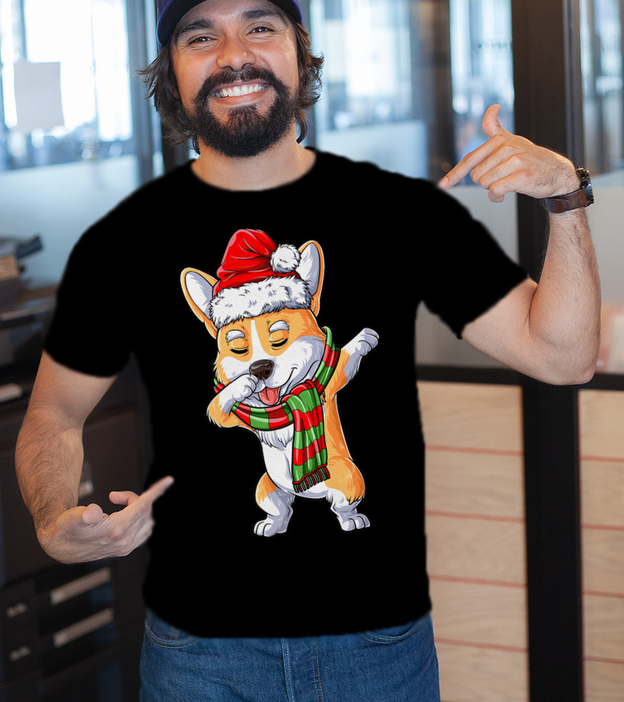 Corgi Santa Dabbing Christmas Girls Scarf T-Shirt