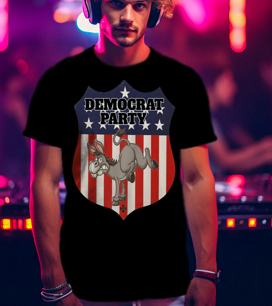 Democrat Party Shield Stars And Stripes Donkey T-Shirt