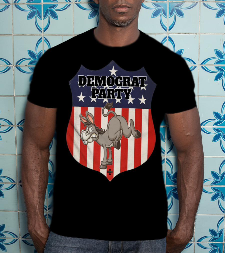 Democrat Party Shield Stars And Stripes Donkey T-Shirt