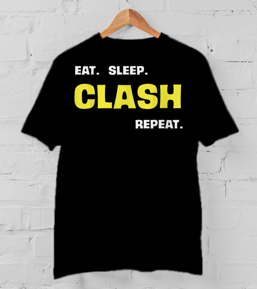 Eat Sleep Clash Repeat Retro Gaming Motif T-Shirt