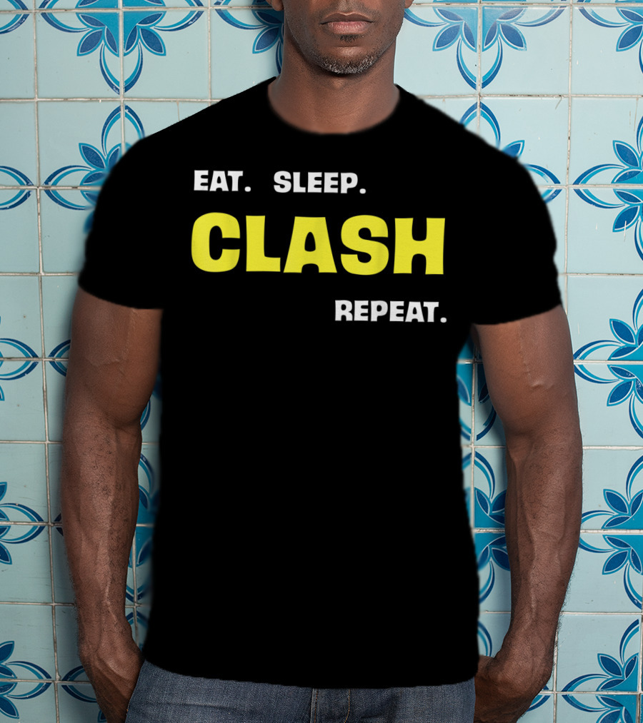 Eat Sleep Clash Repeat Retro Gaming Motif T-Shirt