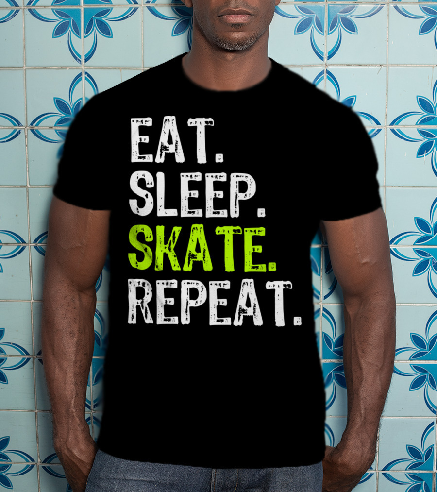 Eat Sleep Skate Repeat Skater Lifestyle Routine T-Shirt