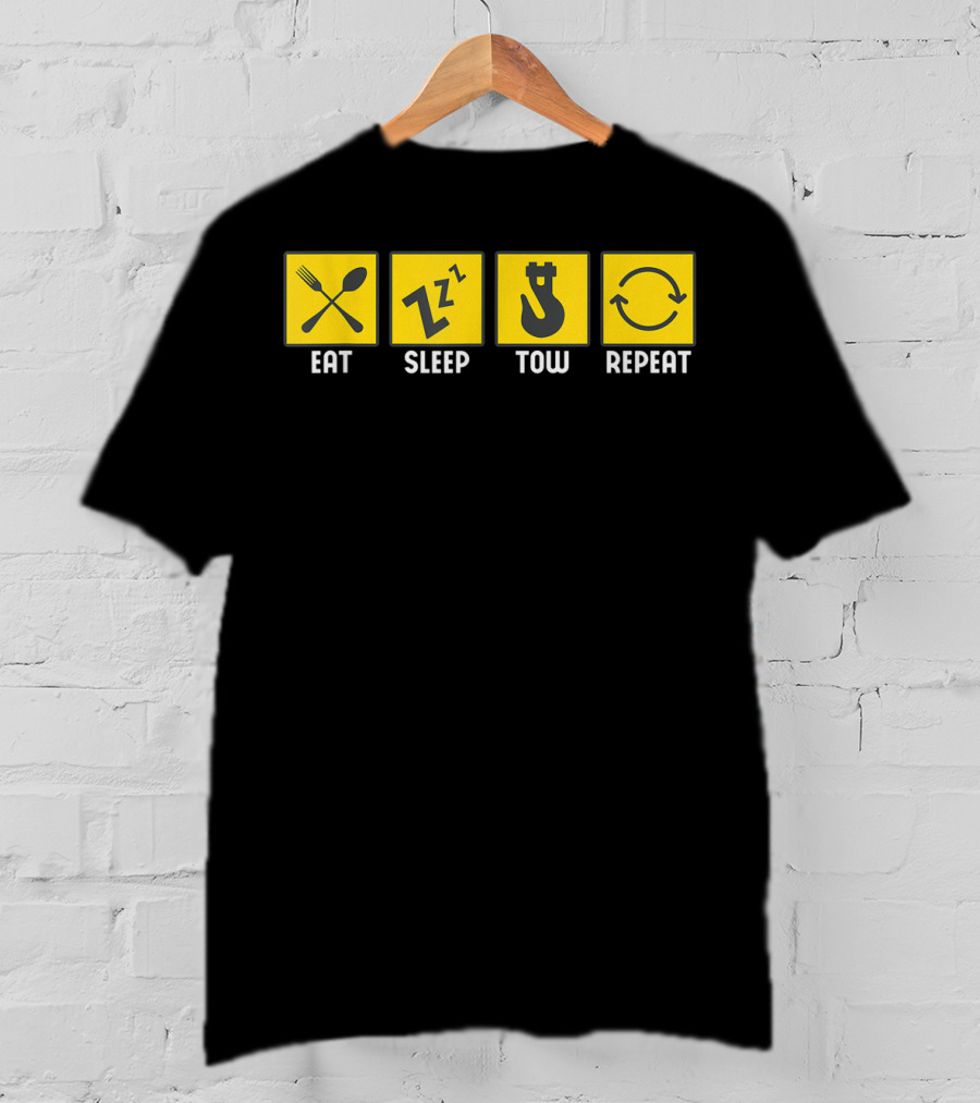 Eat Sleep Tow Repeat Funny Tow Truck Driver Icon Symbols T-Shirt