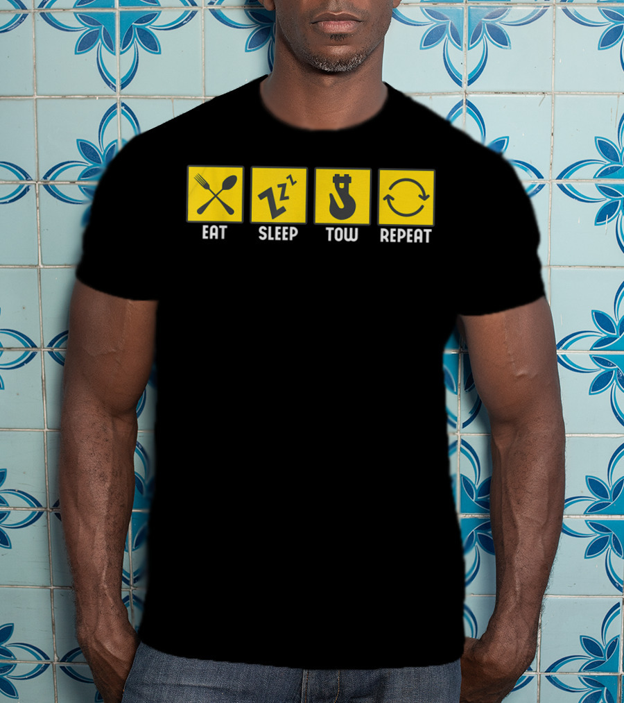 Eat Sleep Tow Repeat Funny Tow Truck Driver Icon Symbols T-Shirt