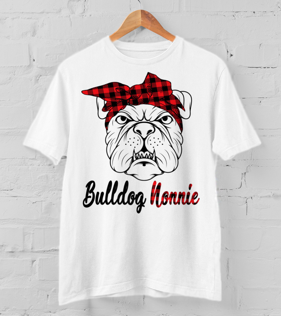 Bulldog Nonnie Plaid Red Bandana Costume T-Shirt