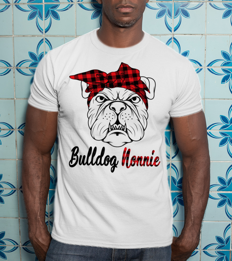 Bulldog Nonnie Plaid Red Bandana Costume T-Shirt