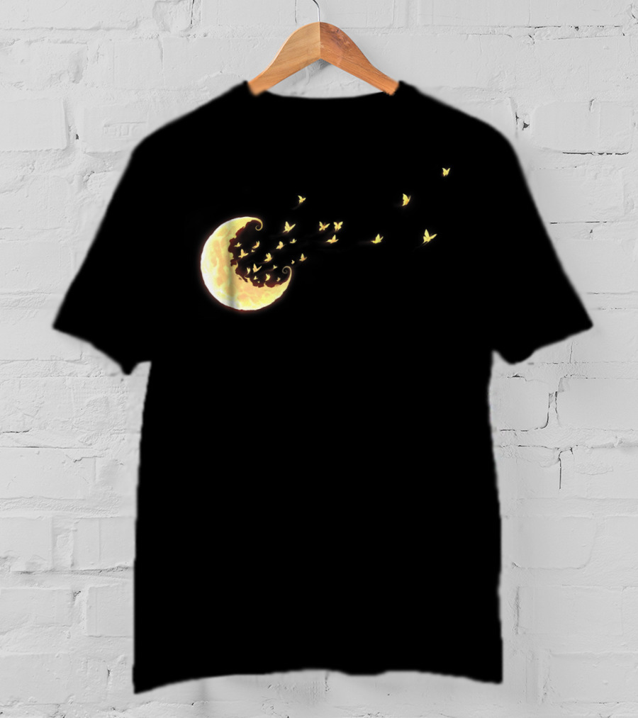 Flying Butterflies From Rainbow Crescent Moon T-Shirt