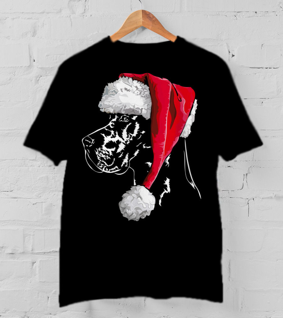Great Dane Santa Hat Christmas Dog Humor T-Shirt