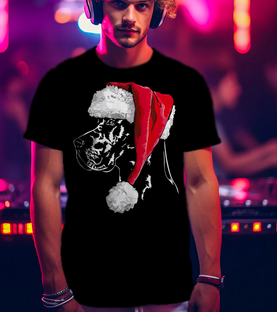 Great Dane Santa Hat Christmas Dog Humor T-Shirt
