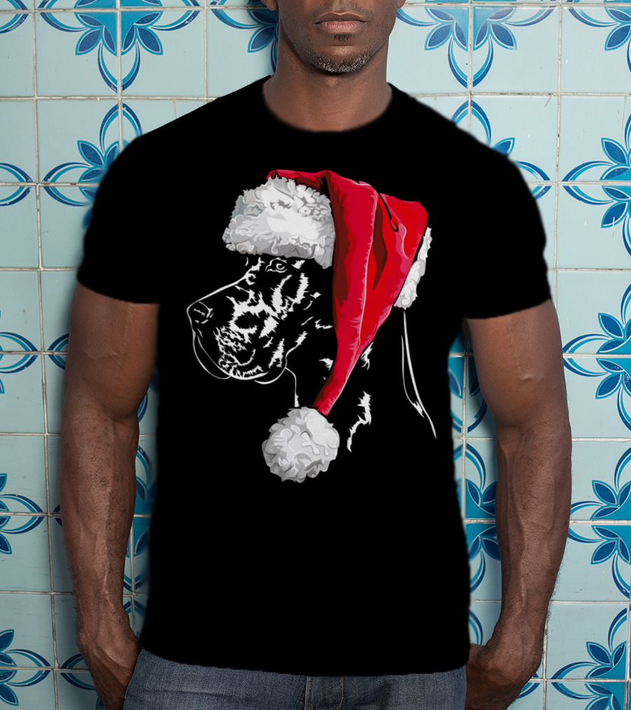 Great Dane Santa Hat Christmas Dog Humor T-Shirt