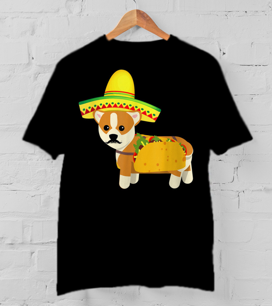 Cinco De Mayo Fiesta Corgi With Sombrero And Taco T-Shirt