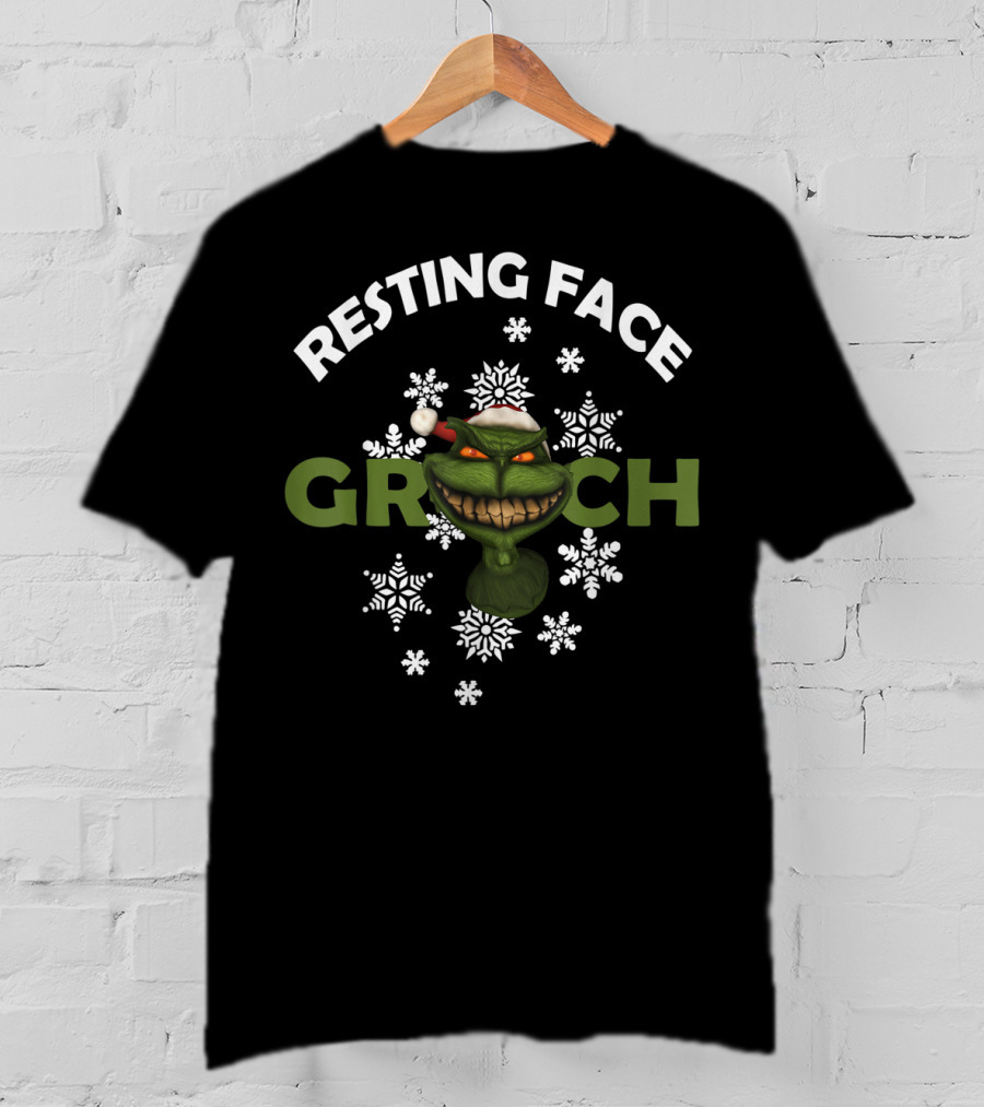 Resting Face Grinch Snowflake Humor T-Shirt