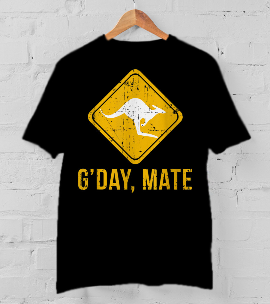 G'day Mate Kangaroo Road Sign Australia Family T-Shirt