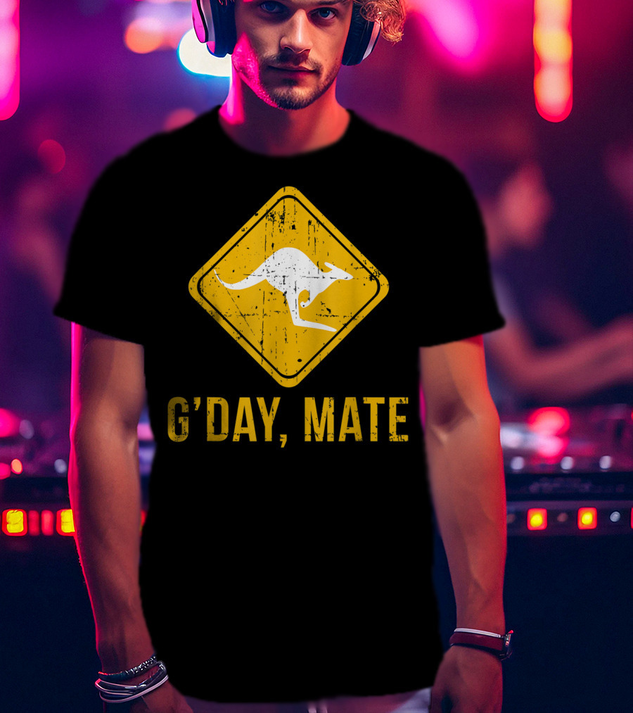 G'day Mate Kangaroo Road Sign Australia Family T-Shirt