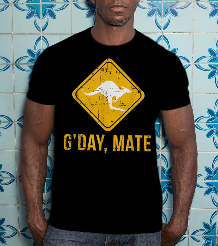 G'day Mate Kangaroo Road Sign Australia Family T-Shirt